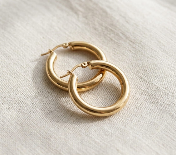 creoles epaisses argent/dorée boucles minimalistes femme