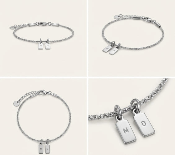 Bracelet Duo d'Initiales – Gravure Personnalisée