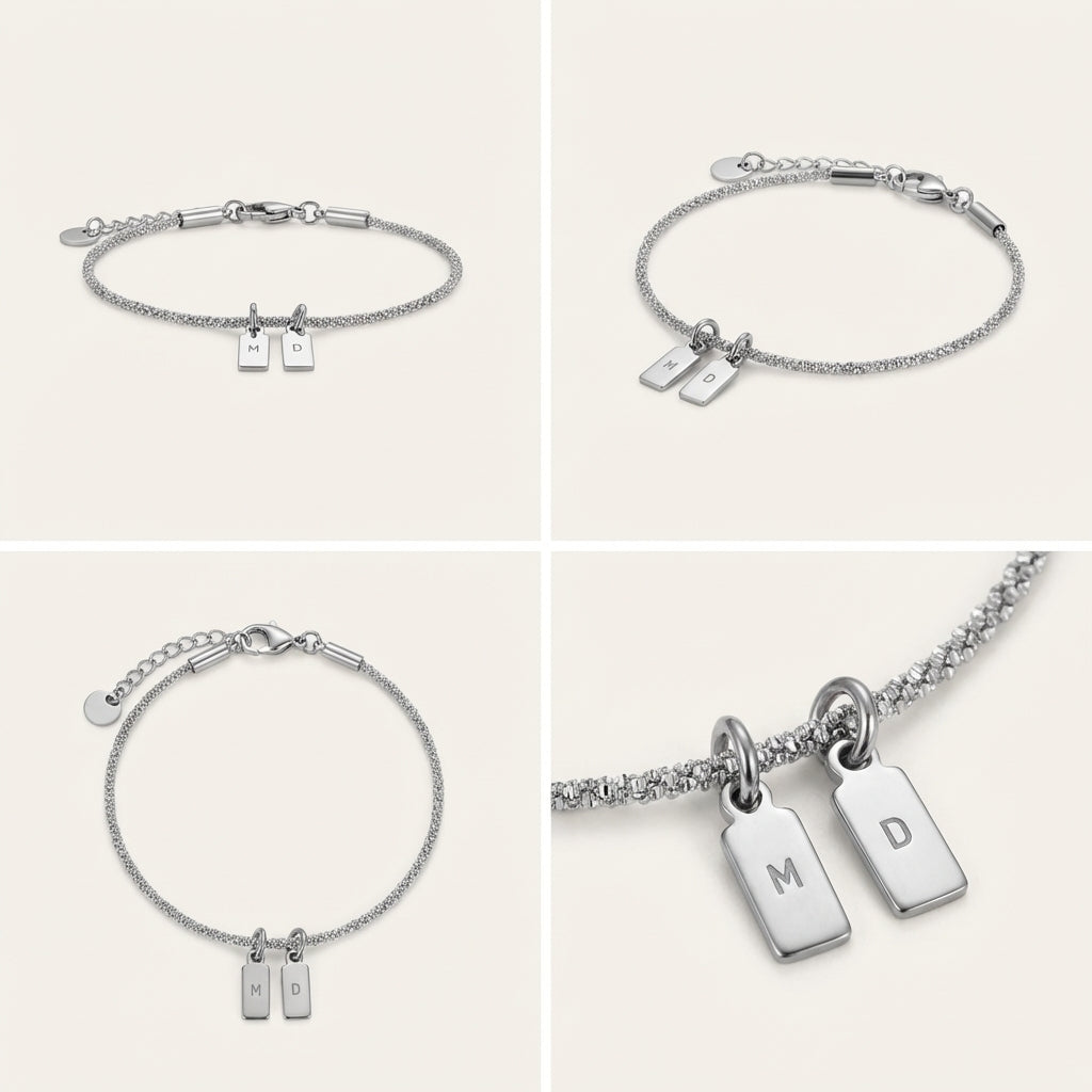Bracelet Duo d'Initiales – Gravure Personnalisée