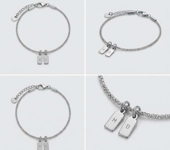 Bracelet Duo d'Initiales – Gravure Personnalisée