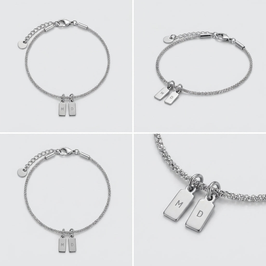 Bracelet Duo d'Initiales – Gravure Personnalisée