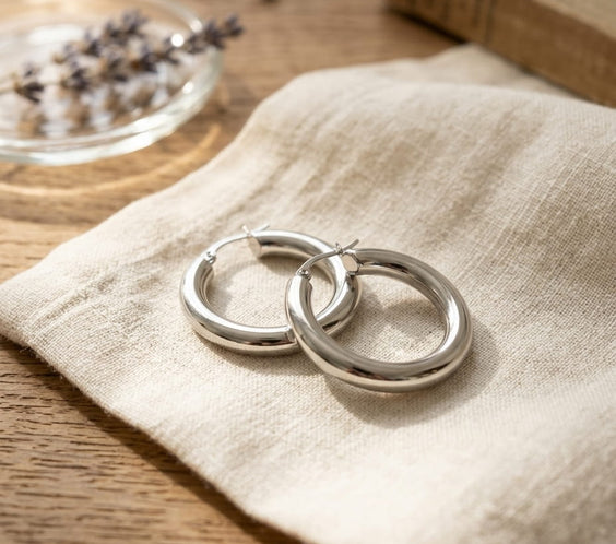 boucles doreilles epaisses argent style minimaliste bijou femme