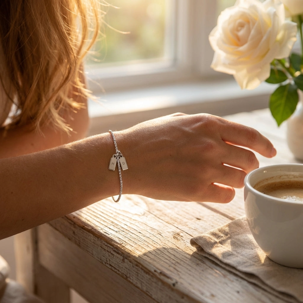 Bracelet Duo d'Initiales – Gravure Personnalisée